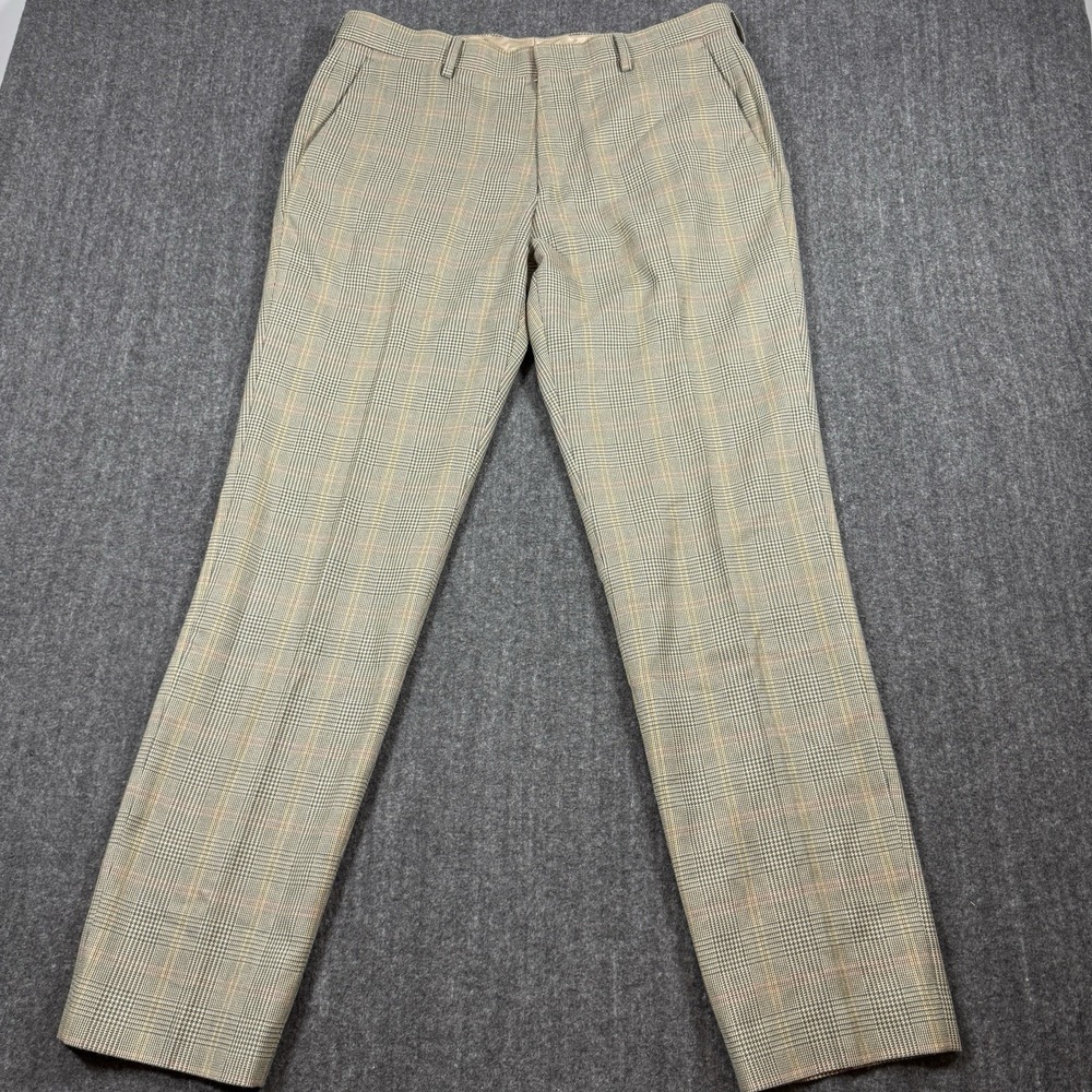 J.Crew Ludlow Men's Dress Pants 34x32 Plaid Moon English Wool Cotton Trousers